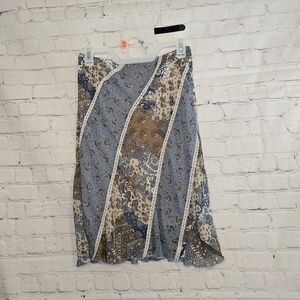 Giorgio Fiorlini Y2k Slip Skirt Floral Patchwork Knee Length Lace Deltail Sm